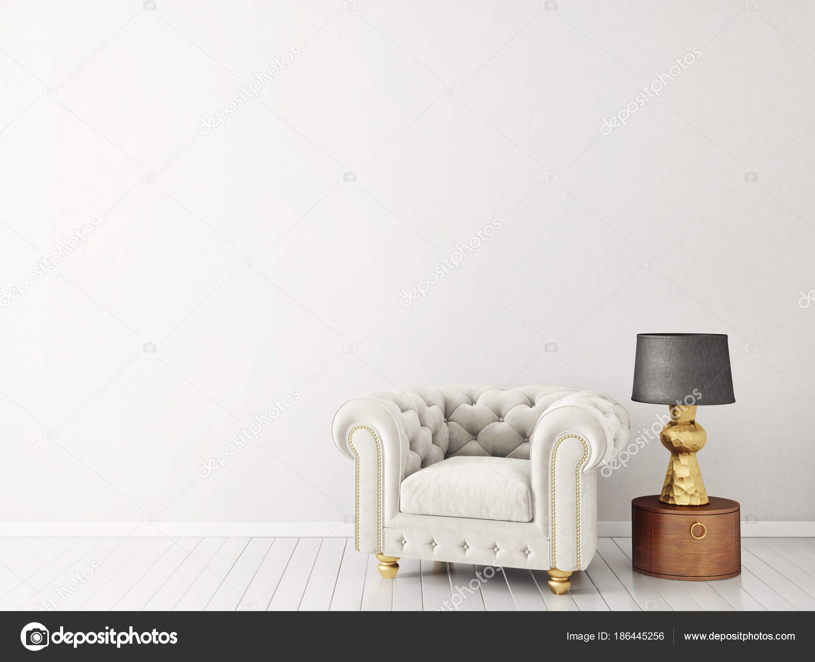 Modern Living Room Armchair Lamp Scandinavian Interior Design Modern Living Room Armchair Lamp Scandinavian Interior Design Furniture Stock Photo
