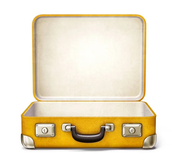 Yellow Suitcase Isolated White Background Illustration — Stock Photo, Image