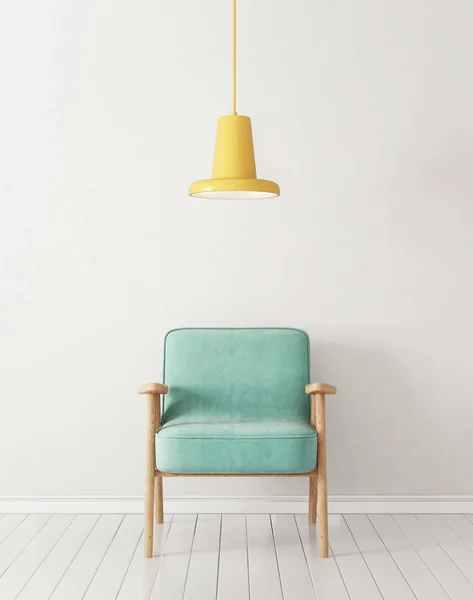 Sala Estar Moderna Com Poltrona Lâmpada Mobiliário Design Interiores Escandinavo — Fotografia de Stock