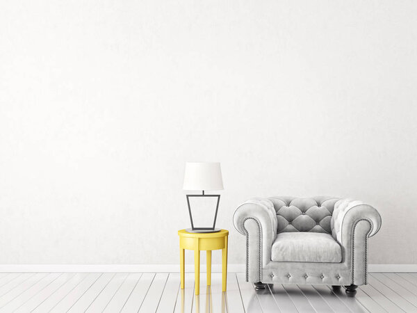 modern living room  with  armchair and lamp. scandinavian interior design furniture