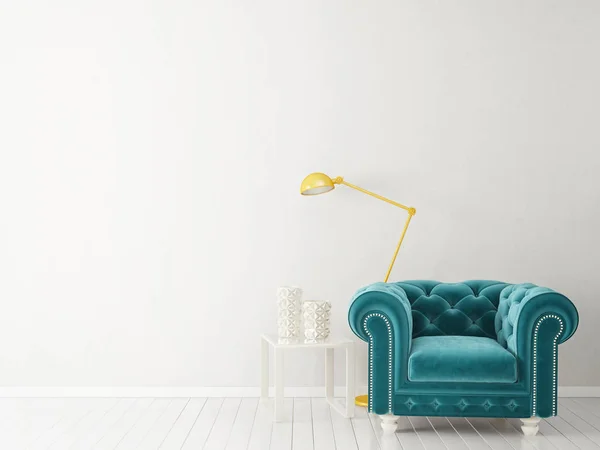 Moderne Woonkamer Met Leunstoel Lamp Scandinavisch Interieur Design Meubels — Stockfoto