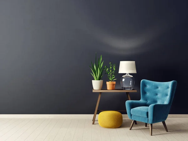 Modernes Wohnzimmer Mit Sessel Und Lampe Möbel Für Skandinavische Innenarchitektur — Stockfoto