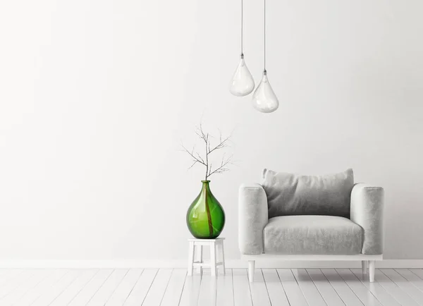 Moderne Woonkamer Met Leunstoel Lamp Scandinavisch Interieur Design Meubels — Stockfoto