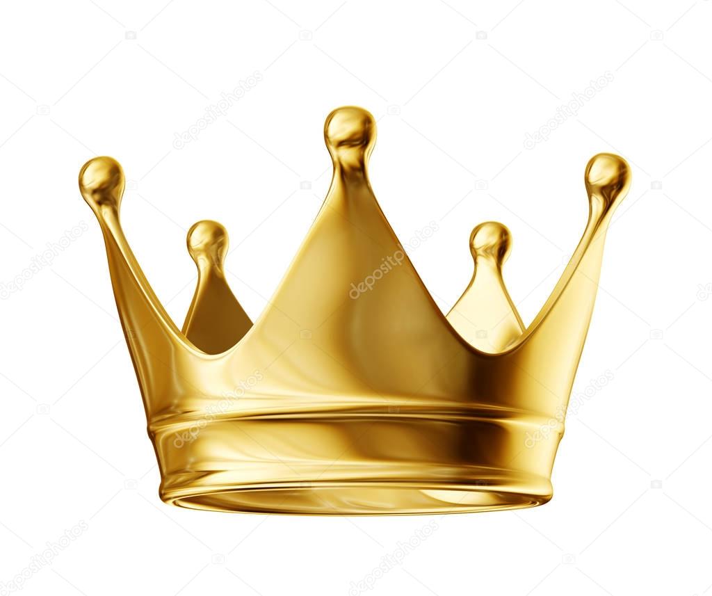 golden crown isolated on a white background. 3d illustration