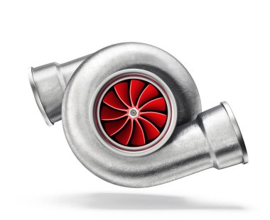 Beyaz bir arka plan üzerinde izole araba türbin. 3D iç