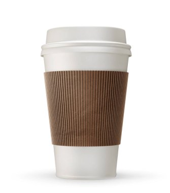 Kağıt kahve Kupası beyaz bir arka plan üzerinde izole. 3D çizim