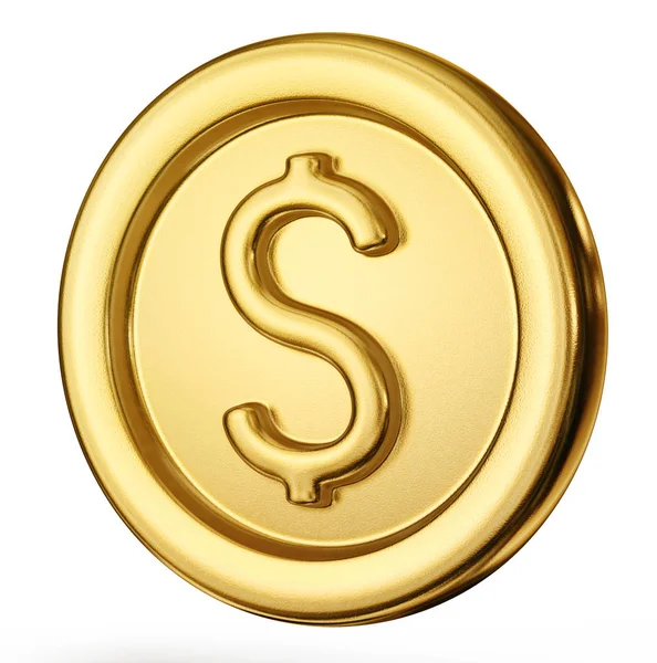 Segno Moneta Oro Dollaro Isolato Sfondo Bianco Illustrazione — Foto Stock