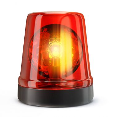 Beyaz bir arka plan üzerinde izole kırmızı siren. 3D çizim