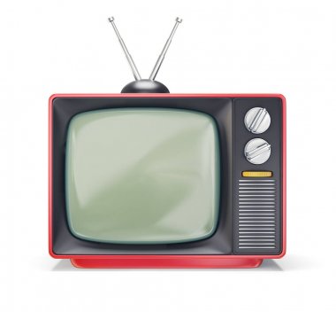 retro tv beyaz izole. 3D çizim