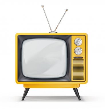 retro tv beyaz izole. 3D çizim