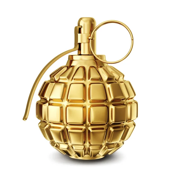 Golden Grenade Isolated White Illustration — Stock Photo, Image