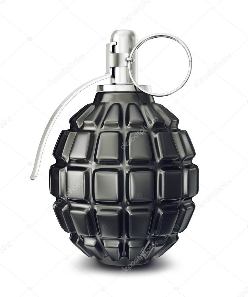 black grenade isolated on a white. 3d illustration