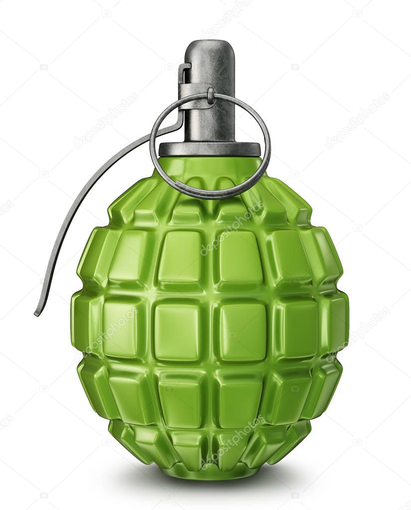 green grenade isolated on a white. 3d illustration