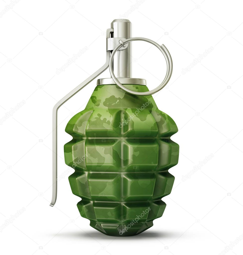 grenade isolated on a white. 3d illustration