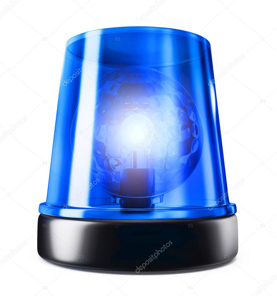 blue siren isolated on a white background. 3d illustration