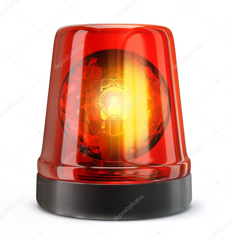 red siren isolated on a white background. 3d illustration