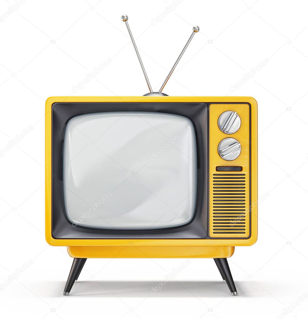 retro tv isolated on a white. 3d illustration