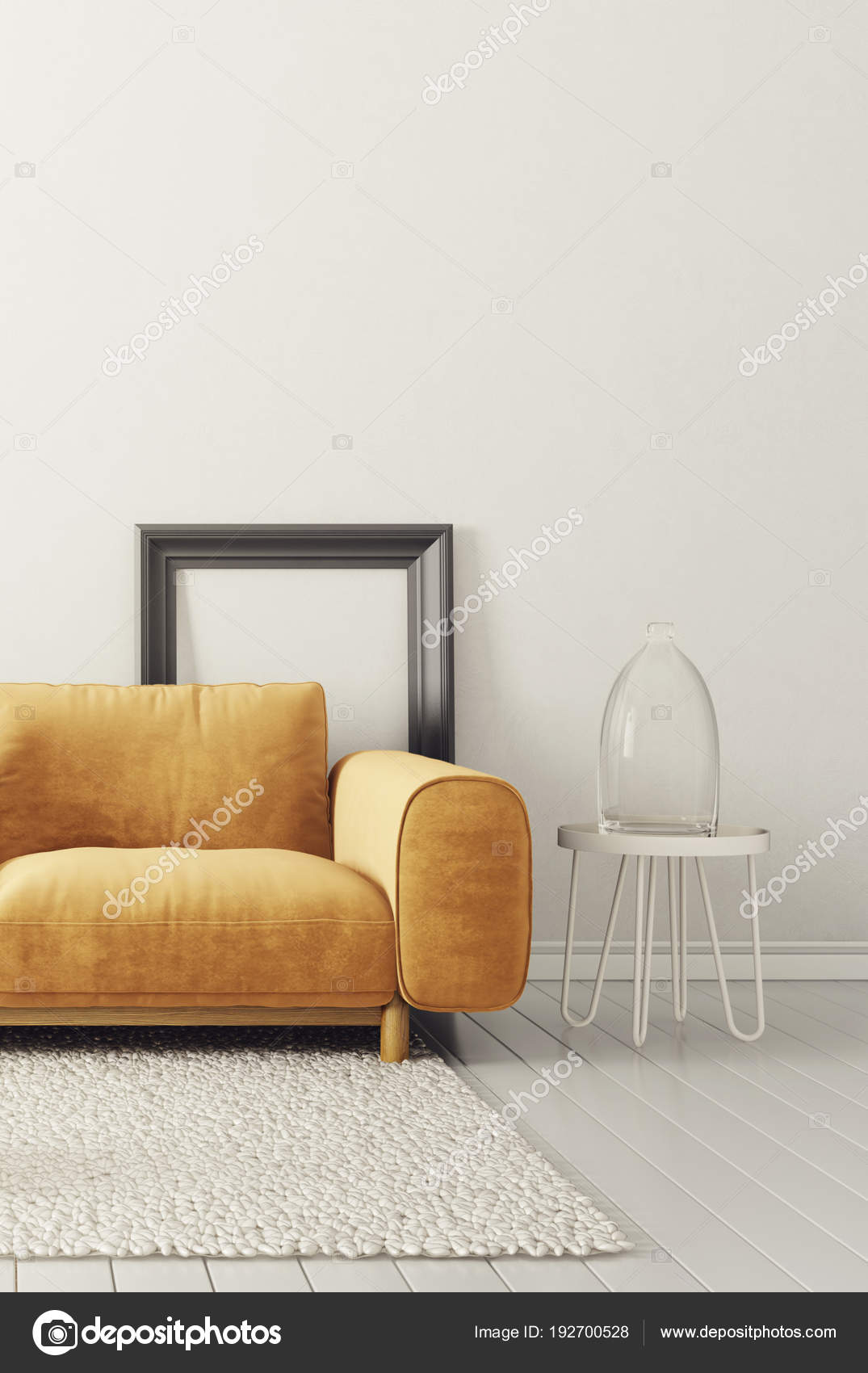 Modern Living Room Yellow Sofa Scandinavian Interior Design
