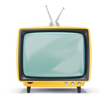 retro tv beyaz izole. 3D çizim