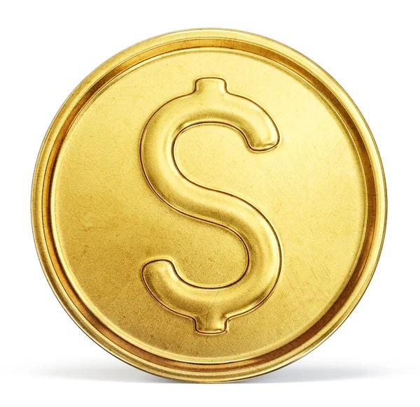 Gold Coin Sign Isolated White Backgrond Illustration — Stock Photo, Image