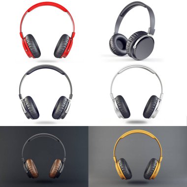 Kulaklıklar beyaza ayarlı. 3d illüstrasyon