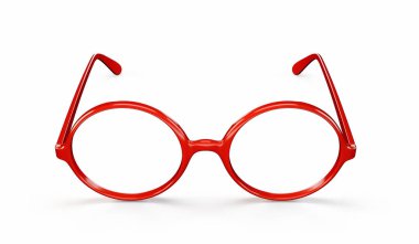 Kırmızı gözlükler beyaza izole edilmiş. 3d illüstrasyon