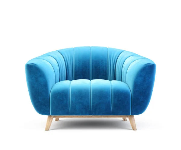 Blauwe Fauteuil Geïsoleerd Een Wit Illustratie — Stockfoto