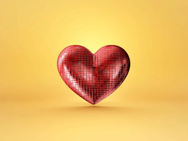 Corazón Rojo Aislado Baclground Amarillo Ilustración — Foto de Stock