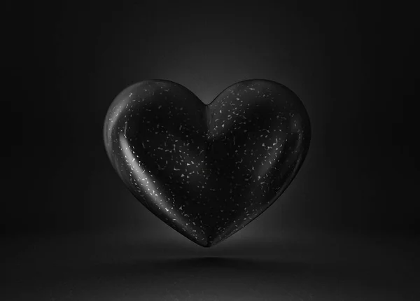Černé Srdce Izolované Černém Ilustrace — Stock fotografie