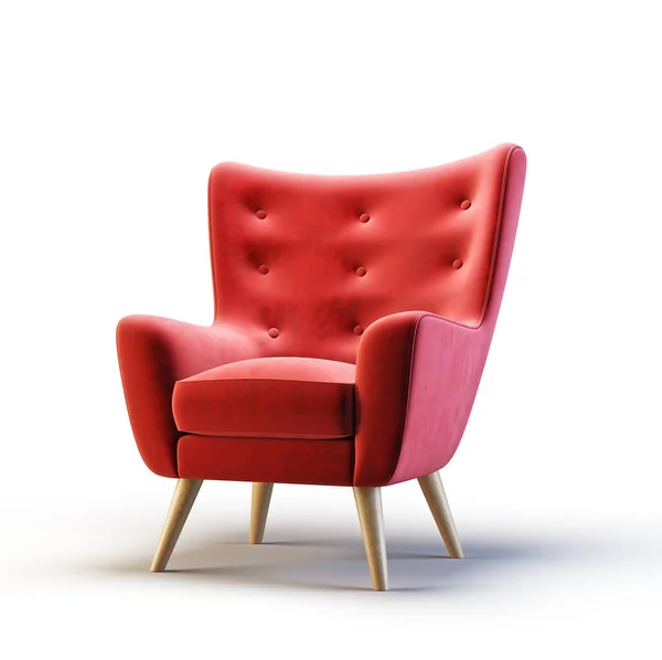 red armchair isolated on a white. 3d illustration