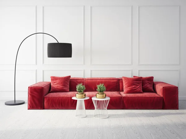 Modernes Interieur Mit Realistischen Möbeln Illustration — Stockfoto