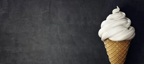 Вафельне Морозиво Ізольоване Чорному Тлі Ілюстрація — стокове фото