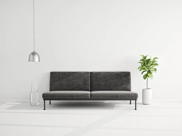 Modern Design Interieur Scandinavisch Meubilair Illustratie Grijze Bank — Stockfoto