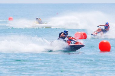 Terengganu, Malezya - Temmuz 22-25, 2009: Uluslararası ve yerel biniciler Jet Ski 2 Asya Watercross Süper Kupası Terengganu yarış katılmak.