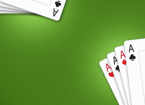 Poker kartları yeşil tablo — Stok fotoğraf