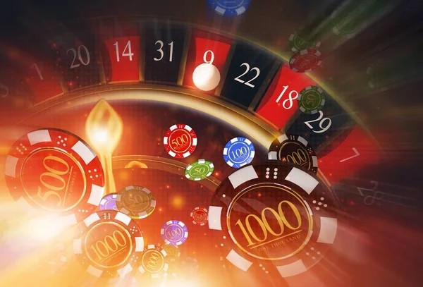 Casino Roulette che soffia fiches — Foto Stock