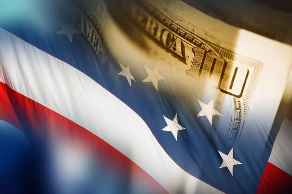 American Dollars and the Flag — Stock Photo, Image