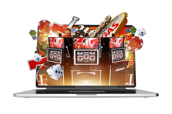On-line hazardních her na Laptop — Stock fotografie