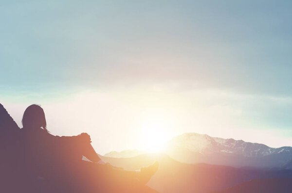 Hiker Watching Sunset