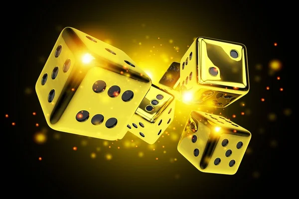 Zlaté kostky Casino hra — Stock fotografie