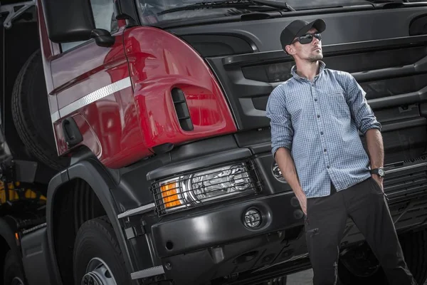 Semi Truck Caucasian Driver — Stock Photo, Image