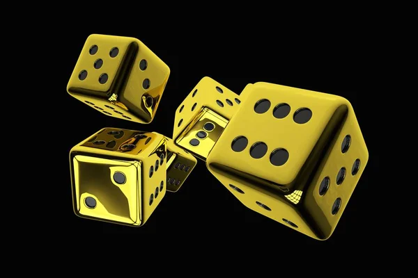 Lesklé zlaté kasino kostky — Stock fotografie