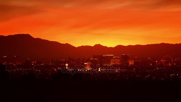 Skyline Las Vegas Strip Panorama Durante Pôr Sol Cênico — Vídeo de Stock