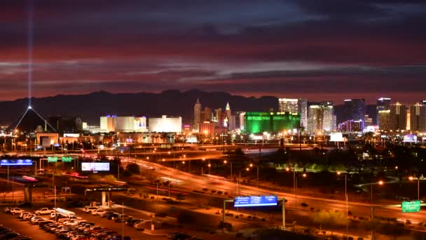 Temps Nuit Ville Las Vegas Nevada États Unis Amérique — Video