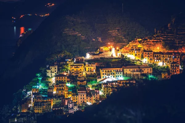 Miejscowości Riomaggiore nocą — Zdjęcie stockowe