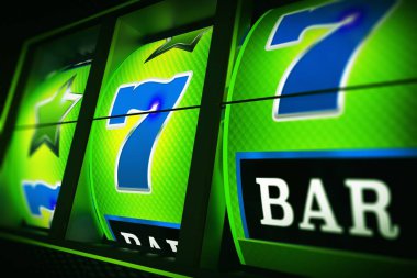 Green Blue Slot Machine 3D clipart