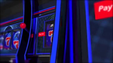 Şanslı üçlü yedi Slot Machine para oyunu. Las Vegas tarzı bir elle haydutlar animasyon kamera hareketi ile