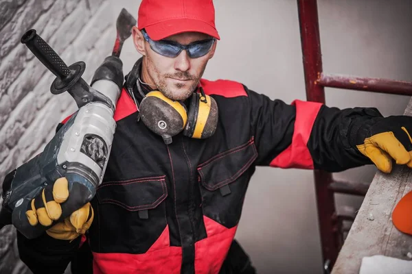 Construction Worker with Tool — Stock Photo, Image