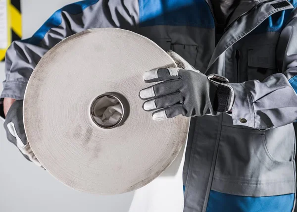 Worker with Industrial Paper — Stock Photo, Image