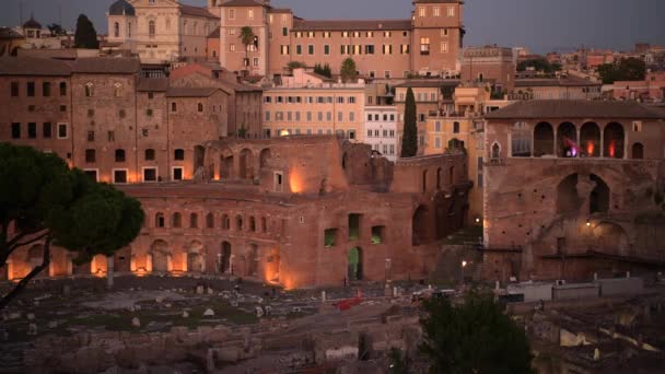 Stad Rome en Romeins Forum en Markt. — Stockvideo